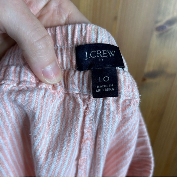 J. Crew Striped Linen Cotton Blend Drawstring Pants Women’s 10 Pink Coastal Chic - Picture 8 of 9
